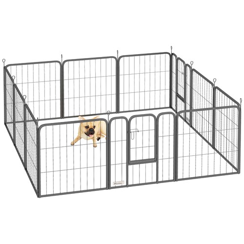 Pawhut steel dog - pawhut, 12-panel