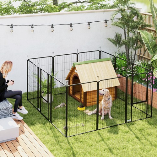 Pawhut dog pen - pen,, 12-panel