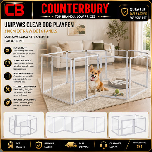 Unipaws clear dog playpen - dog,